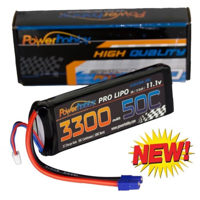 Powerhobby 3s 11.1v 3300mah 50c-100C Lipo Battery w EC3 Plug PHB3S330050EC3