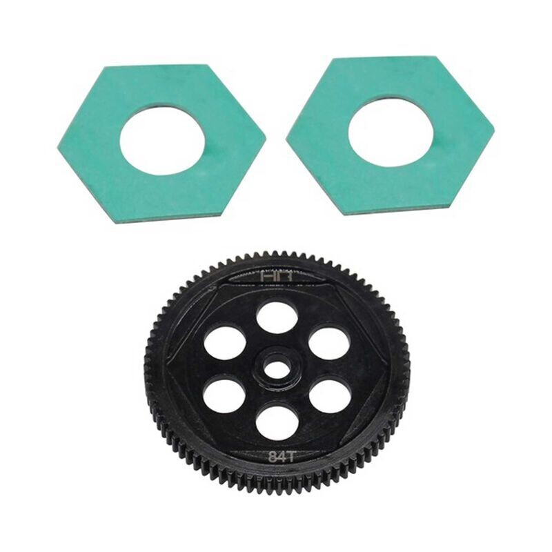 Hot Racing Steel Spur Gear &amp; Slipper Pads, 48p 84t: 22S HRASTTX848