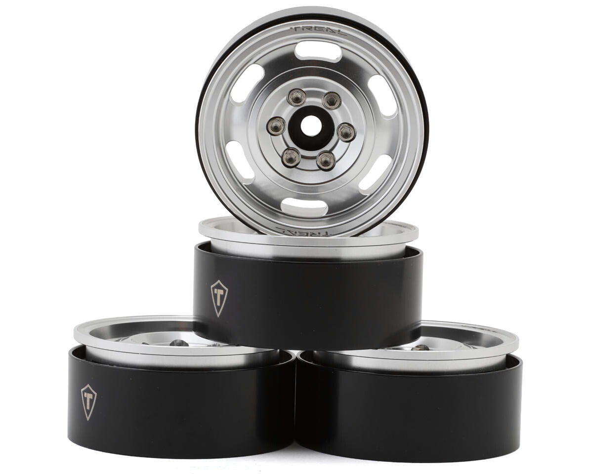 Treal Hobby Type G 1.9&quot; Vintage Wagon Beadlock Wheels (Silver) (4) (129.5g) TLHTWHEEL-154