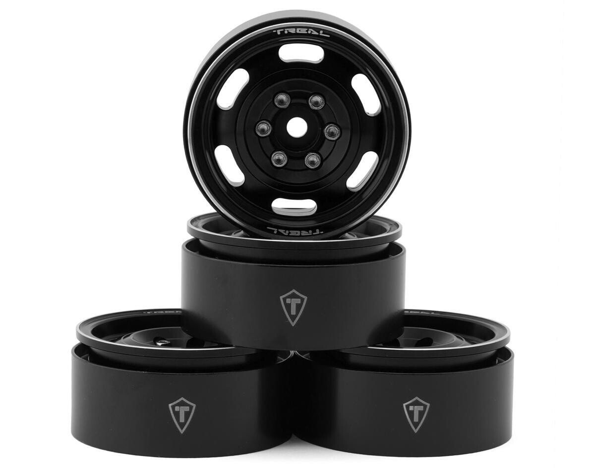 Treal Hobby Type G 1.9&quot; Vintage Wagon Beadlock Wheels (Black) (4) (129.5g) TLHTWHEEL-53
