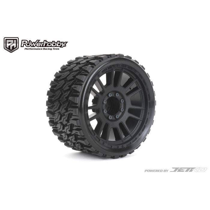Powerhobby 1/8 MT 4.0 Prophet Belted Mounted Tires w Removable Hex Wheels (2) PHB1902CBMSGB