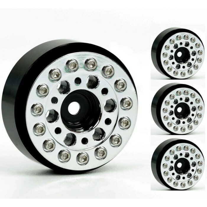 Powerhobby 1.0&quot; SCX24 Aluminum Beadlock Crawler Wheels PHSCX24135-Chrome