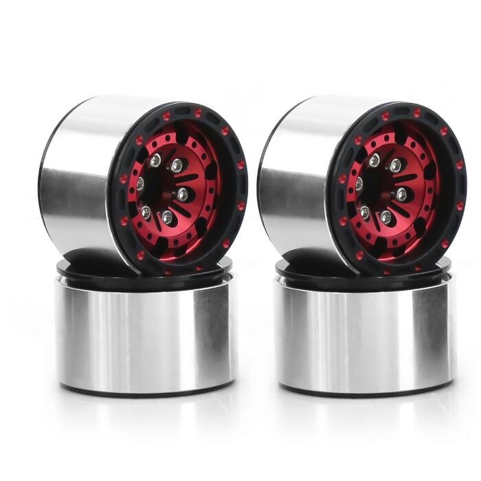 Powerhobby 1.0&quot; Beadlock Wheels Red (4) PHB6013RED
