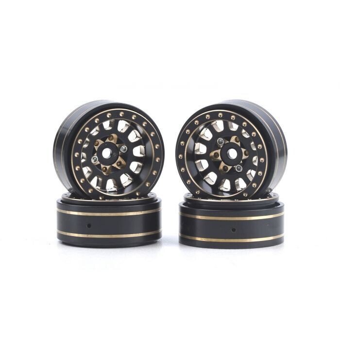 Powerhobby Axial SCX24 1.0&quot; Black / Gold Brass Beadlock Crawler Wheels PHB5776