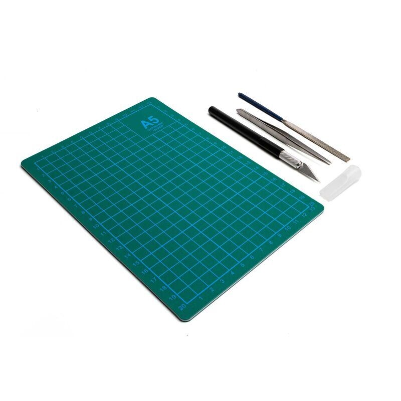 Hobby Essentials Cutting Mat Set With Knife, File, &amp; Tweezer HDXK0047