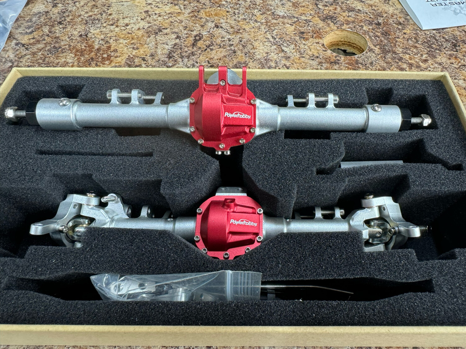 Powerhobby 1/10 Aluminum Straight Front and Rear Axles Silver 1/0 Rock Crawler PHB6281Silver