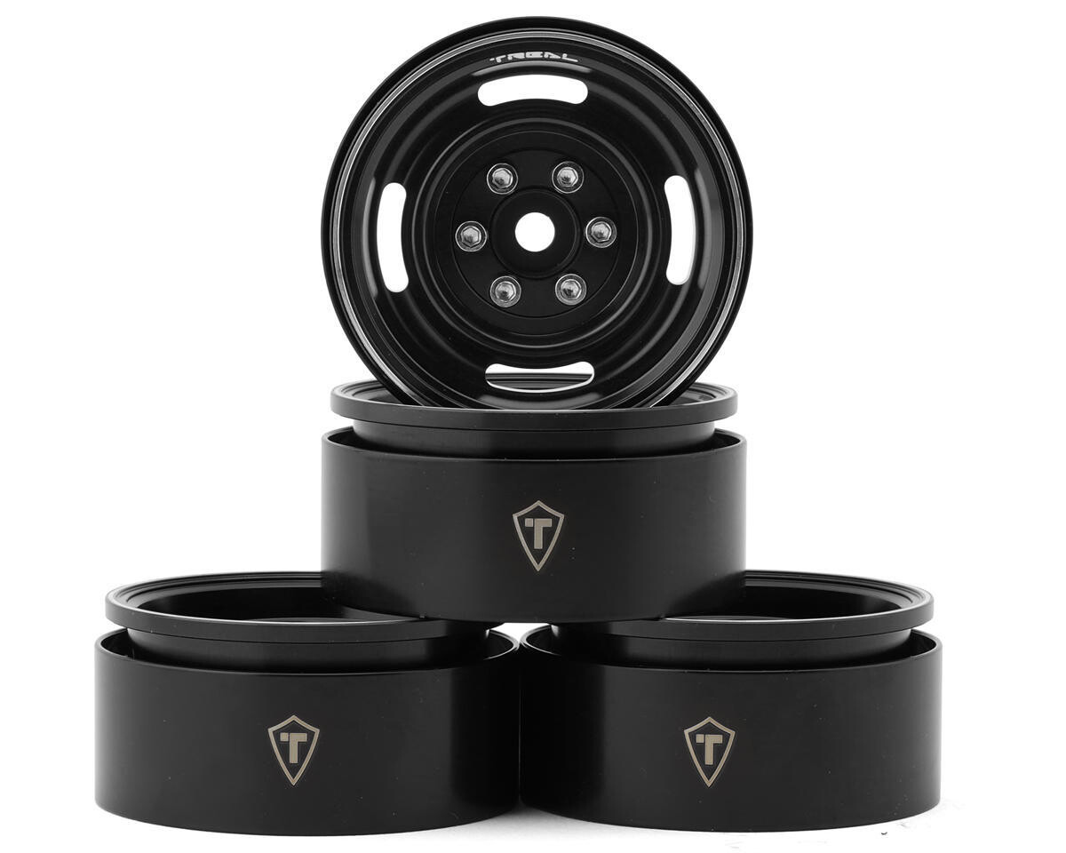 Treal Hobby Type P 1.9&quot; Heavy Duty Vintage Style Wheels (Black) (4) (127.3g) TLHTWHEEL-162