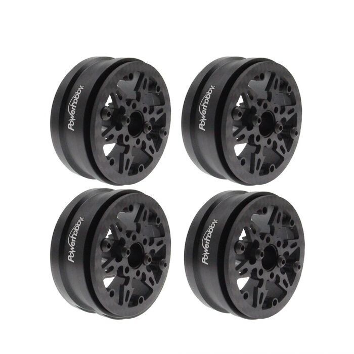 Powerhobby 1.9&quot; Carbon Fiber Lightweight Beadlock Wheels (4) E 1/10 Rock Crawler PHB5138