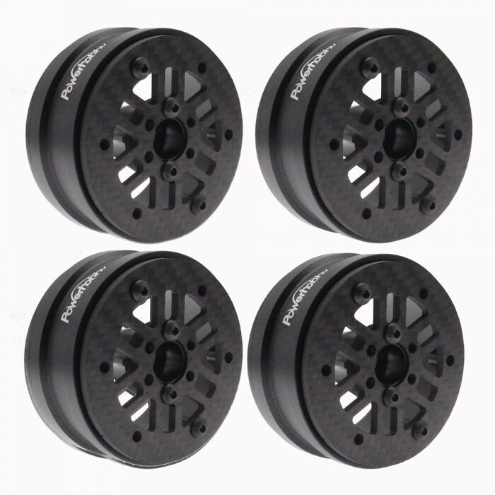 Powerhobby 1.9&quot; Carbon Fiber Lightweight Beadlock Wheels (4) F 1/10 Rock Crawler PHB6139