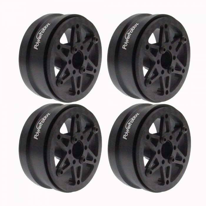 Powerhobby 1.9&quot; Carbon Fiber Lightweight Beadlock Wheels (4) G 1/10 Rock Crawler PHB6140
