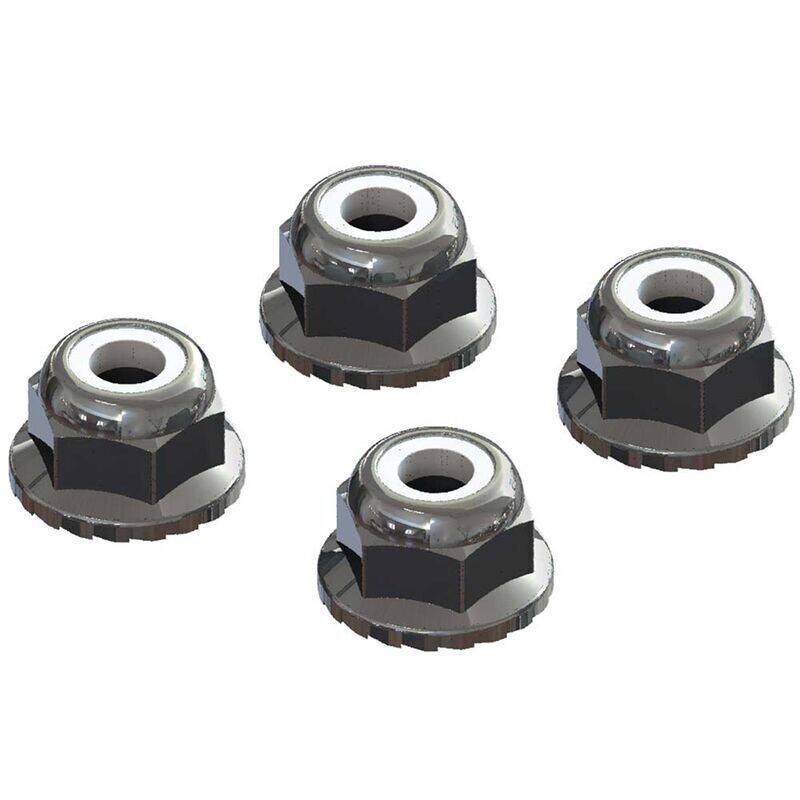 Arrma 7mm Flanged Nyloc Locknut, Silver (4) ARAC9699/AR708008