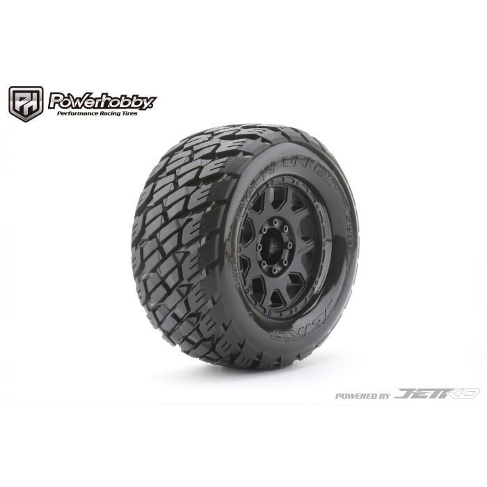 Powerhobby 1/8 MT 3.8 Rockform Belted Mounted Tires w Removable Hex Wheels (2) PHB1803CBMSGB