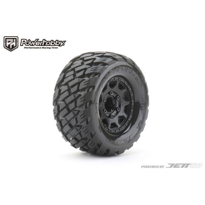 Powerhobby 1/10 2.8 MT Rockform Belted Tires (2) with Removable Hex Wheels PHB2803CBMSGNB
