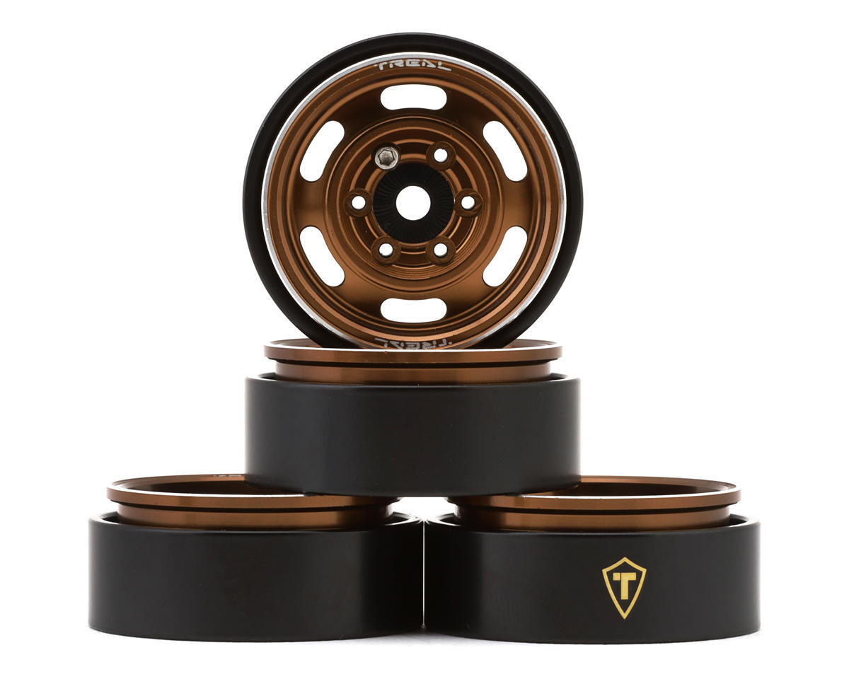 Treal Hobby Type E 1.0&quot; 6-Slot Beadlock Wheels (Bronze) (4) (21.9g) TLHTSCX24-197