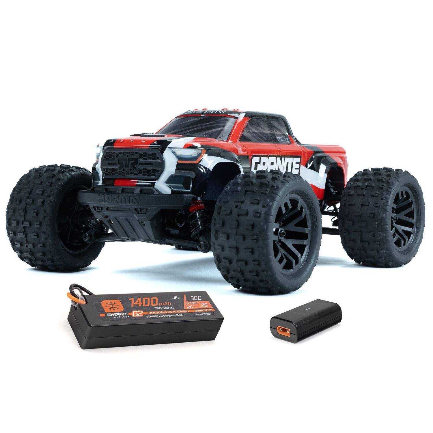 Arrma 1/18 GRANITE GROM MEGA 380 Brushed 4X4 Monster Truck RTR with Battery &amp; Charger, Red ARA2102T2