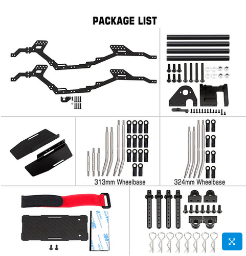 INJORA 313/324mm Wheelbase LCG Carbon Fiber Chassis Kit Frame Girder for TRX4 TRX4-006