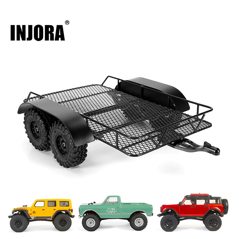 INJORA Metal Trailer with Aluminum Hitch Mount for 1/24 DG-TC08