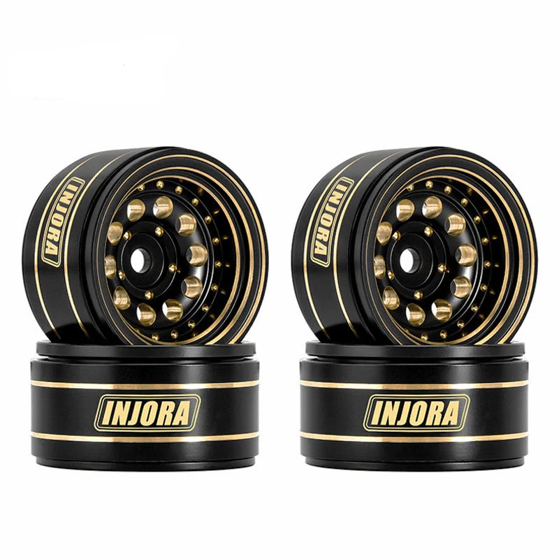 INJORA 1.0&quot; 39g/pcs Brass Beadlock Wheels Negative Offset 2.65mm Black (W1008) YQW-1008