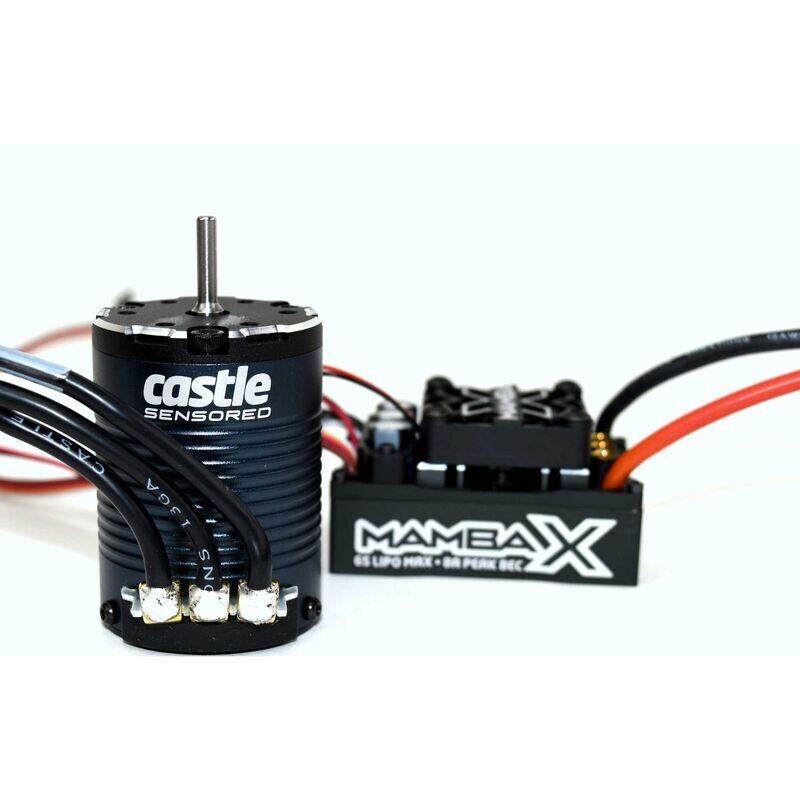 Castle Mamba X Waterproof ESC/1406-3800Kv Sensored Brushless Motor Combo: 4mm Bullet CSE010015511