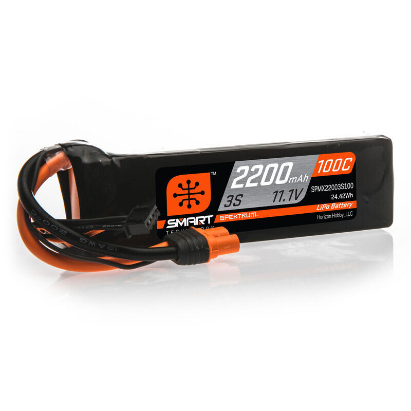 Spektrum 11.1V 2200mAh 3S 100C Smart LiPo Battery: IC3 SPMX22003S100