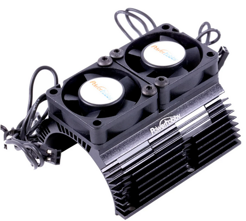 Powerhobby Heat Sink w Twin Turbo High Speed Cooling Fans 1/8 Motors Black PH1289Black