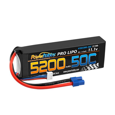 PowerHobby 3S 11.1V 5200mAh 50C Lipo Battery Pack w EC3 Plug 3-Cell PH3S520050CEC3
