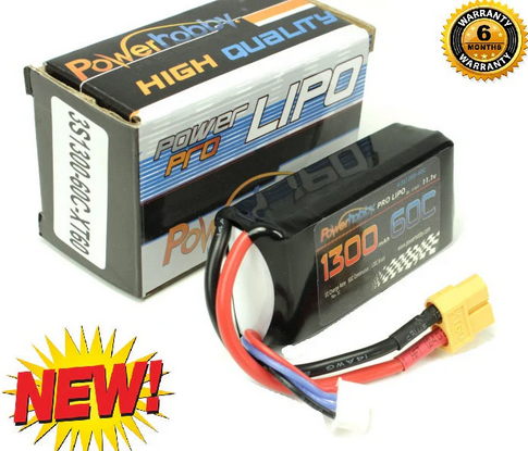 Powerhobby 3S 11.1V 1300mAh 60C Lipo Battery Soft Case 3-Cell w XT60 Connector PHB3S130060CXT60