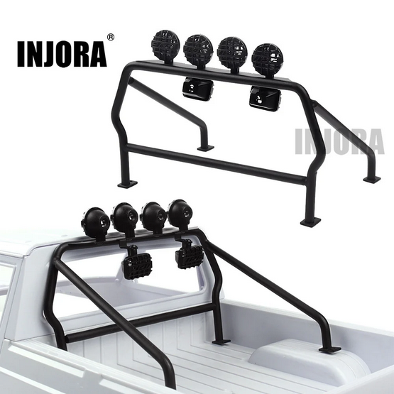 INJORA Metal Roll Cage Bucket with 6 LED Lights for 1/10 RC4WD TF2 CRAW18214