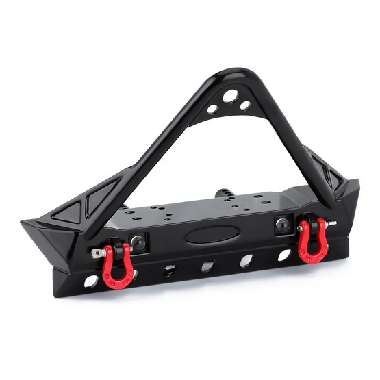 INJORA Black Metal Front Bumper with Lights for 1/10 RC Crawler YQB-F35