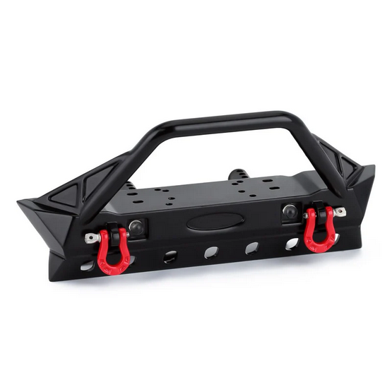 INJORA Black Metal Front Bumper with Lights for 1/10 RC Crawler YQB-F36