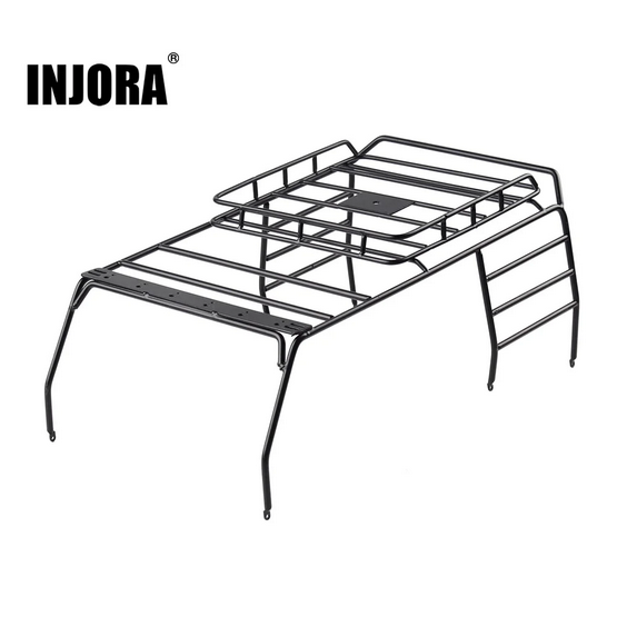 INJORA Metal Roof Rack Roll Cage &amp; LED Light for Axial SCX10 Jeep Wrangler CRAW2017223