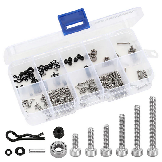 INJORA White Box with M1.4 Screws M2 Nuts Bearings O-rings Screw Kit for Axial SCX24 SCX24-81B