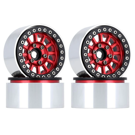 INJORA 4PCS 1.9&quot; 12-Spokes Beadlock Wheel Rim Red YWQ-37RD