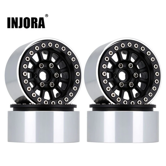 INJORA 4PCS 1.9&quot; 12-Spokes Beadlock Wheel Rim Black YQW-37BK
