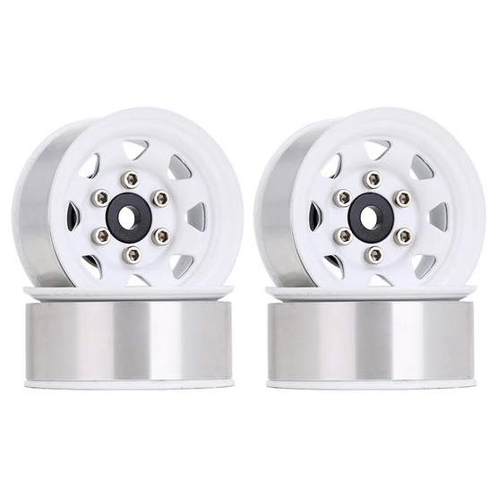 INJORA 4PCS 1.55&quot; Metal Beadlock Wheel Rims White YQW-1501WH