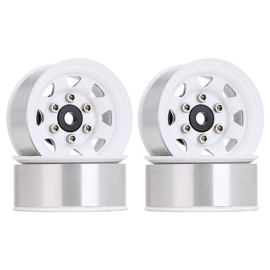 INJORA 4PCS 1.55" Metal Beadlock Wheel Rims White YQW-1501WH
