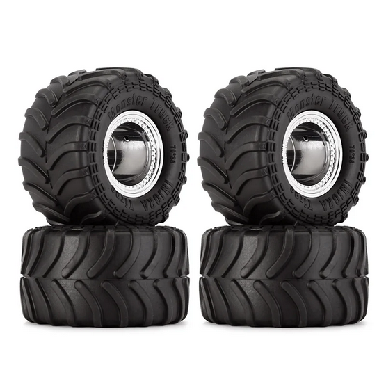 INJORA 70*38mm Monster Truck Wheels Set Silver 7mm Hex MT1012SR