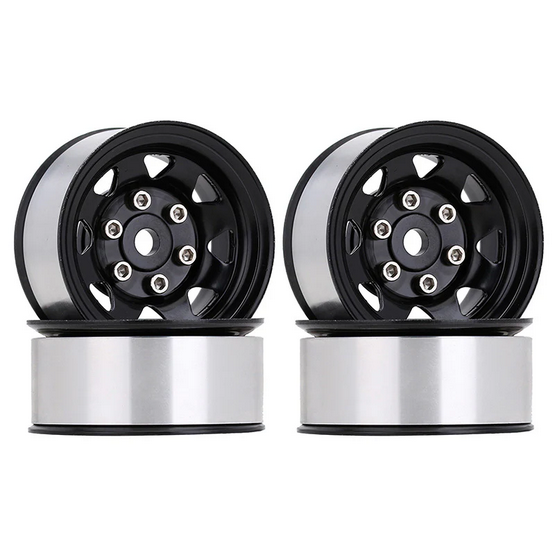 INJORA 4PCS 1.55&quot; Metal Beadlock Wheel Rims Black YQW-1501BK