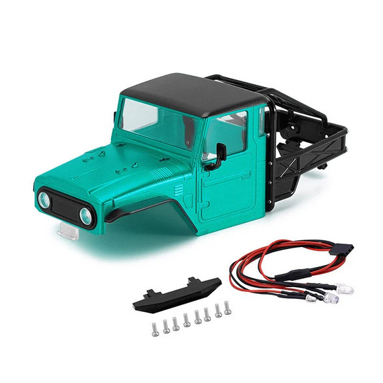 INJORA IR40 Half Truck Hard Plastic Body with Cage Green for 1/18 TRX4M Defender Bronco IR40-GN