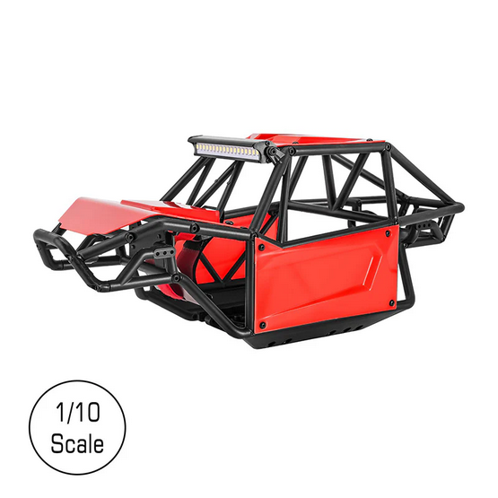 INJORA Nylon Rock Buggy Roll Cage Body Shell Chassis Kit for 1/10 Red SCX10-06RD