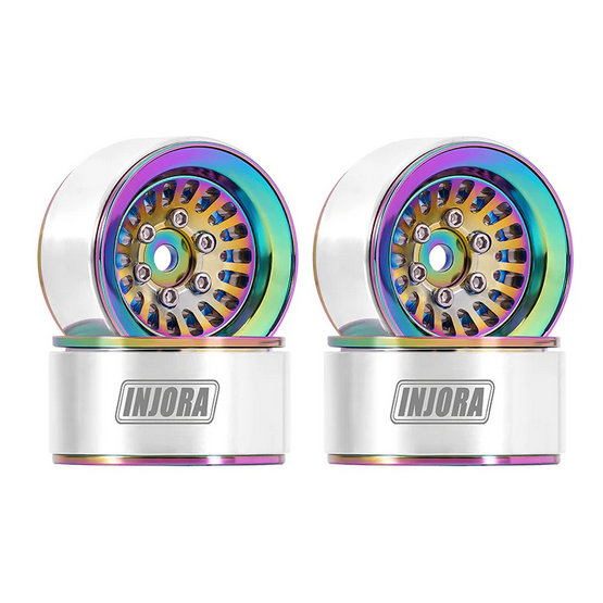 INJORA Turbine 1.0&quot; Aluminium Beadlock Wheels All Rainbow DGW-1055CL