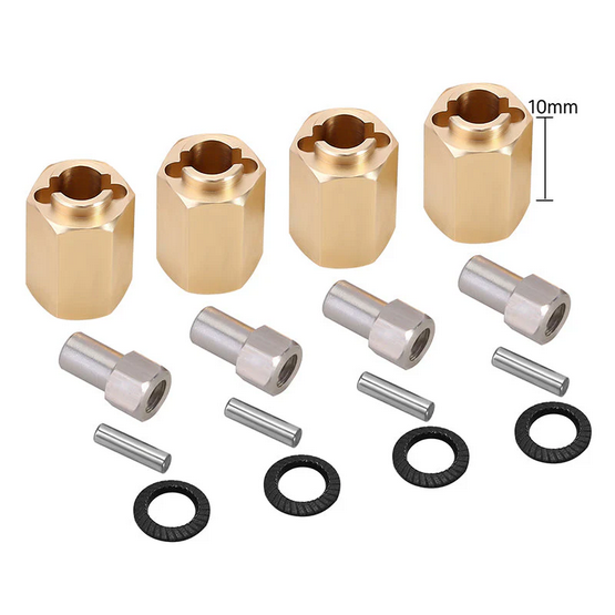 INJORA 4PCS 10mm Brass Wheel Hex Hub Extenders for Ascent18 4M-02-10