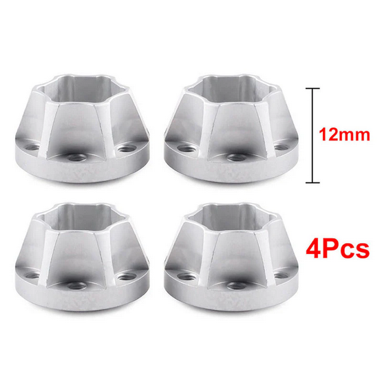 INJORA 12mm Silver Aluminum Wheel Hex Hubs for 1.9&quot; 2.2&quot; Rims 4pcs 12mm CRAW18060_12SR