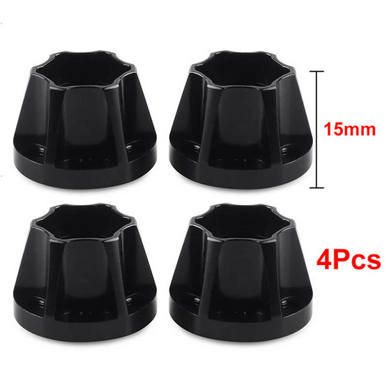 INJORA 12mm Black/Silver Aluminum Wheel Hex Hubs for 1.9&quot; 2.2&quot; Rims 4pcs 15mm CRAW18060_15BK