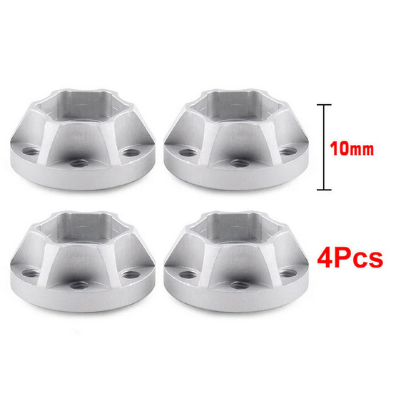 INJORA 12mm Silver Aluminum Wheel Hex Hubs for 1.9&quot; 2.2&quot; Rims 4pcs 10mm CRAW18060_9SR