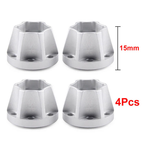 INJORA 12mm Silver Aluminum Wheel Hex Hubs for 1.9&quot; 2.2&quot; Rims 4pcs 15mm CRAW18060_15SR