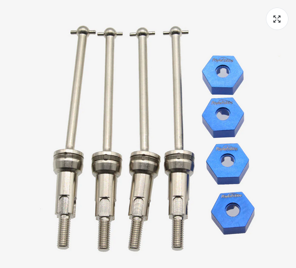 Powerhobby Front &amp; Rear CVD Axles Drive Shafts Silver (4) Arrma Granite/Typhon Grom PHB6573Silver