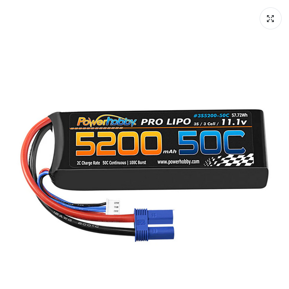 Powerhobby 3s 11.1V 5200mah 50c Lipo Battery w EC5 Plug PHB3S520050CEC5