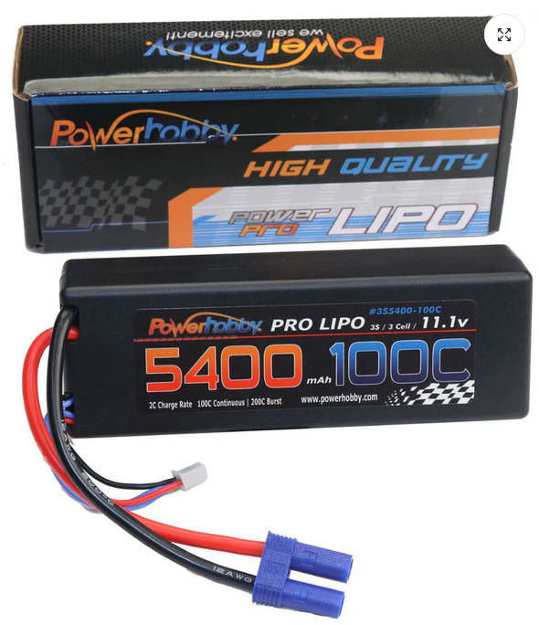 Powerhobby 3s 11.1v 5400mah 100c Lipo Battery w EC5 Plug Hardcase PHB3S5400100EC5