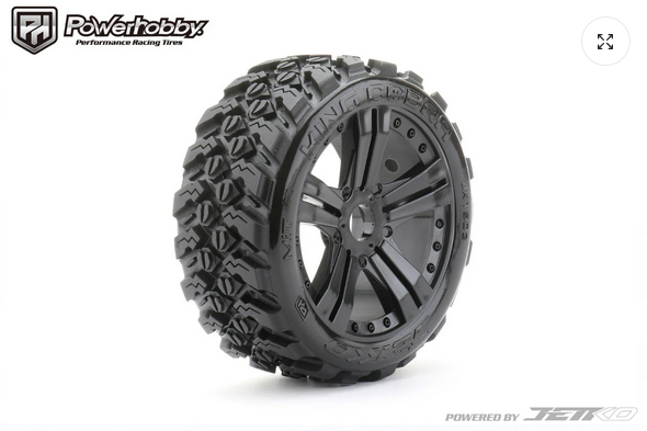 Powerhobby 1/8 Buggy King Cobra Belted Tires Mounted 17MM Claw Wheels PHB1502CBMSGB
